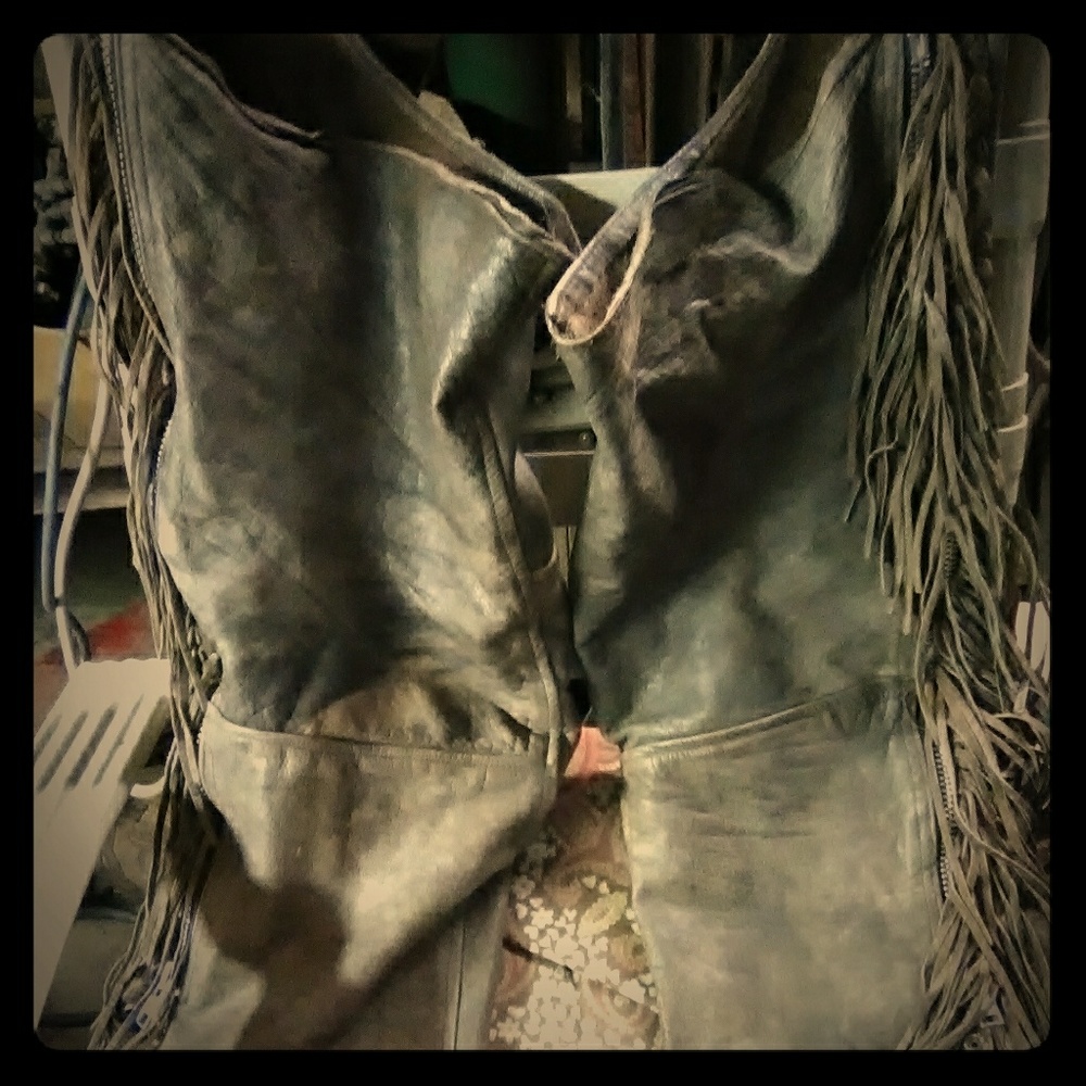 Hudson leather fringe chaps